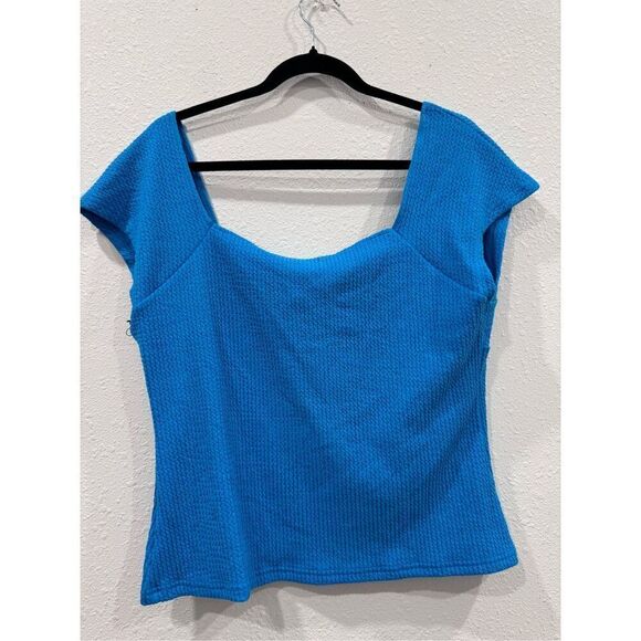 Halogen Cap Sleeve Sweetheart‎ Neck Top Blue size 1 - Picture 3 of 4